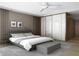 This bedroom features neutral tones, a large bed, and a storage bench with a modern ceiling fan at 5409 Pali Way, St Pete Beach, FL 33706