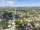 A picturesque aerial view showcasing houses surrounded by verdant greenery with a cityscape backdrop at 702 W Virginia Ave, Tampa, FL 33603