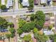 An aerial shot showcasing well-maintained homes, lush trees, and neighborhood streets at 702 W Virginia Ave, Tampa, FL 33603
