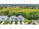 Aerial perspective of townhouses surrounded by trees and a green field landscape at 1628 Lullwater Ln, Lutz, FL 33549