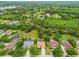 Picturesque aerial view highlighting the community's large lots, mature trees, and serene atmosphere at 19106 Beckett Dr, Odessa, FL 33556