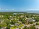 A community featuring mature trees, diverse houses, and a serene lake is captured in an aerial view at 3236 San Pedro St, Clearwater, FL 33759