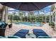 Inviting screened-in pool area with lounge chairs and a lush, tropical landscape at 3727 Janus Way, Palm Harbor, FL 34685