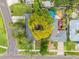 Overhead aerial shot of a home with a striking tree, inviting pool and backyard at 4600 Chancellor Ne St, St Petersburg, FL 33703