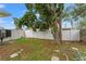 Backyard enclosed by a white vinyl fence, providing privacy and a defined outdoor space at 4600 Chancellor Ne St, St Petersburg, FL 33703