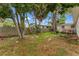 Fenced backyard featuring mature trees and a small deck area, offering a private outdoor space at 4600 Chancellor Ne St, St Petersburg, FL 33703