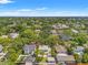 Beautiful aerial view of a neighborhood, showcasing lush greenery and a charming two-story home with a private pool at 516 14Th Ne Ave, St Petersburg, FL 33701