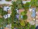 Aerial view showcases the lot and pool surrounded by lush trees, giving a sense of privacy at 5232 72Nd N Way, St Petersburg, FL 33709