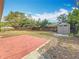 Large backyard features a brick patio and storage shed, offering ample outdoor space at 6269 50Th N Ave, St Petersburg, FL 33709
