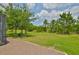 Expansive backyard featuring lush green lawn and mature trees, perfect for outdoor activities at 7406 Parkshore Dr, Apollo Beach, FL 33572