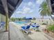 Community swimming pool with lounge chairs, palm trees, and blue skies, perfect for relaxation at 1100 East Bay Dr # 42, Largo, FL 33770