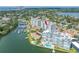 Aerial shot of the condos overlooking the boat docks and pool at 1325 Snell Isle Ne Blvd # 810, St Petersburg, FL 33704