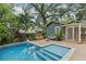 Beautiful backyard pool with spacious deck and stylish outdoor furniture, perfect for entertaining and relaxation at 1402 E Powhatan Ave, Tampa, FL 33604