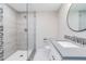 Modern bathroom with a glass-enclosed shower, decorative tile accents, and a contemporary vanity at 2285 Victory Ave, Largo, FL 33770