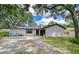 Charming single-story home featuring a freshly painted exterior, black trim, and a spacious driveway at 4911 Country Aire Ln, Tampa, FL 33624