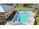 Overhead view of the community pool and building at 1125 Pinellas Bayway S # 103, Tierra Verde, FL 33715