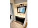 Bathroom featuring a vanity with a modern sink and three-light fixture at 2205 Belleair Rd # A36, Clearwater, FL 33764