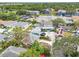 A diverse residential area featuring colorful homes, lush greenery, and nearby commercial establishments at 361 Colonial Ct, Dunedin, FL 34698