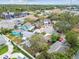 A vibrant residential area with diverse homes, mature landscaping, and convenient access to nearby amenities at 361 Colonial Ct, Dunedin, FL 34698