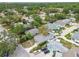 An overhead view of a suburban neighborhood featuring single-Gathering homes and a tranquil, tree-filled environment at 361 Colonial Ct, Dunedin, FL 34698