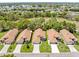 An aerial view showcases a group of well-maintained homes with manicured lawns in a serene community at 521 Bent Oak Ct, Spring Hill, FL 34609