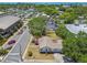 An aerial view showcases this cozy residence nestled in a vibrant neighborhood close to local amenities and waterfront views at 556 Virginia St, Dunedin, FL 34698