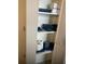 Organized closet with shelves, baskets, and plenty of storage for linen and supplies at 556 Virginia St, Dunedin, FL 34698