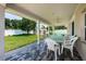 Inviting covered patio featuring a table and chairs, overlooking a spacious, fenced backyard at 5785 15Th N Ave, St Petersburg, FL 33710