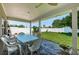 Relaxing covered patio with outdoor dining area and view of the well-maintained backyard at 5785 15Th N Ave, St Petersburg, FL 33710