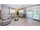 Bright living room with tile floors, gray furniture, and sliding doors to outdoor patio at 5785 15Th N Ave, St Petersburg, FL 33710