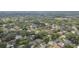 High aerial shot of a quiet residential neighborhood filled with mature trees and well-maintained lawns at 854 Village Way, Palm Harbor, FL 34683