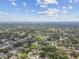 Panoramic aerial shot captures a residential area with homes, lush greenery and blue skies in the background at 854 Village Way, Palm Harbor, FL 34683
