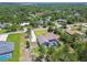 Overhead shot showcasing a property with a screened-in pool, backyard, and surrounding lush landscape at 9091 Mazette Rd, Weeki Wachee, FL 34613