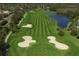 Scenic aerial of meticulously manicured golf course, featuring lush greens, sand traps, and a winding waterway at 10231 Millport Dr, Tampa, FL 33626