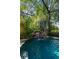 Beautiful rock waterfall feature enhances this screened in pool at 12705 Green Heron Way, Odessa, FL 33556