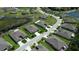 An elevated view showcasing a well-planned residential community with lush landscaping and serene pond views at 13423 Crest Lake Dr, Hudson, FL 34669