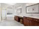 Beautiful bathroom with double vanity, soaking tub, and glass shower enclosure at 17318 Emerald Chase Dr, Tampa, FL 33647