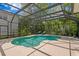 Inviting screened-in pool with patio and chairs, surrounded by a private backyard at 17318 Emerald Chase Dr, Tampa, FL 33647