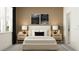 Bright bedroom featuring a neutral color palette, modern artwork, and bedside tables with lamps at 18461 Serene Lake Loop, Lutz, FL 33548