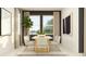 Elegant dining room with a wooden table, neutral chairs, and stylish artwork at 18461 Serene Lake Loop, Lutz, FL 33548
