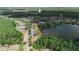 Scenic aerial view of a quiet neighborhood next to a large pond surrounded by green trees at 20039 Heritage Point Dr, Tampa, FL 33647