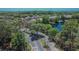 An aerial view of the community showcasing lush greenery, serene pond, and beautiful neighborhood streets at 2220 Chianti Pl # 8-0828, Palm Harbor, FL 34683