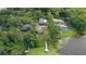 Aerial view showing houses nestled amongst lush greenery near a lake at 2814 W Humphrey St, Tampa, FL 33614
