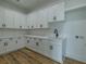 Laundry room features white cabinets, light countertop, and black hardware at 3515 Powerline Rd, Lithia, FL 33547