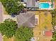 Aerial top-down view of home with a pool and well-manicured backyard at 4717 W Lawn Ave, Tampa, FL 33611