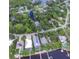 Scenic aerial view showcasing the home's location amidst lush trees and waterway access at 5153 Miller Bayou Dr, Port Richey, FL 34668