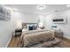 Comfortable main bedroom setup with decorative pillows and modern lighting fixtures at 8307 Boxwood Dr, Tampa, FL 33615