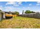Spacious fenced backyard with a covered patio, perfect for outdoor entertaining at 1150 Grand Blvd, Holiday, FL 34690