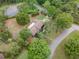 Aerial view of property showing mature trees, landscaping, and winding road at 1204 Ballinger Rd, Lutz, FL 33548