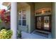 Covered entryway featuring decorative doors and lush landscaping at 12309 Creek Edge Dr, Riverview, FL 33579